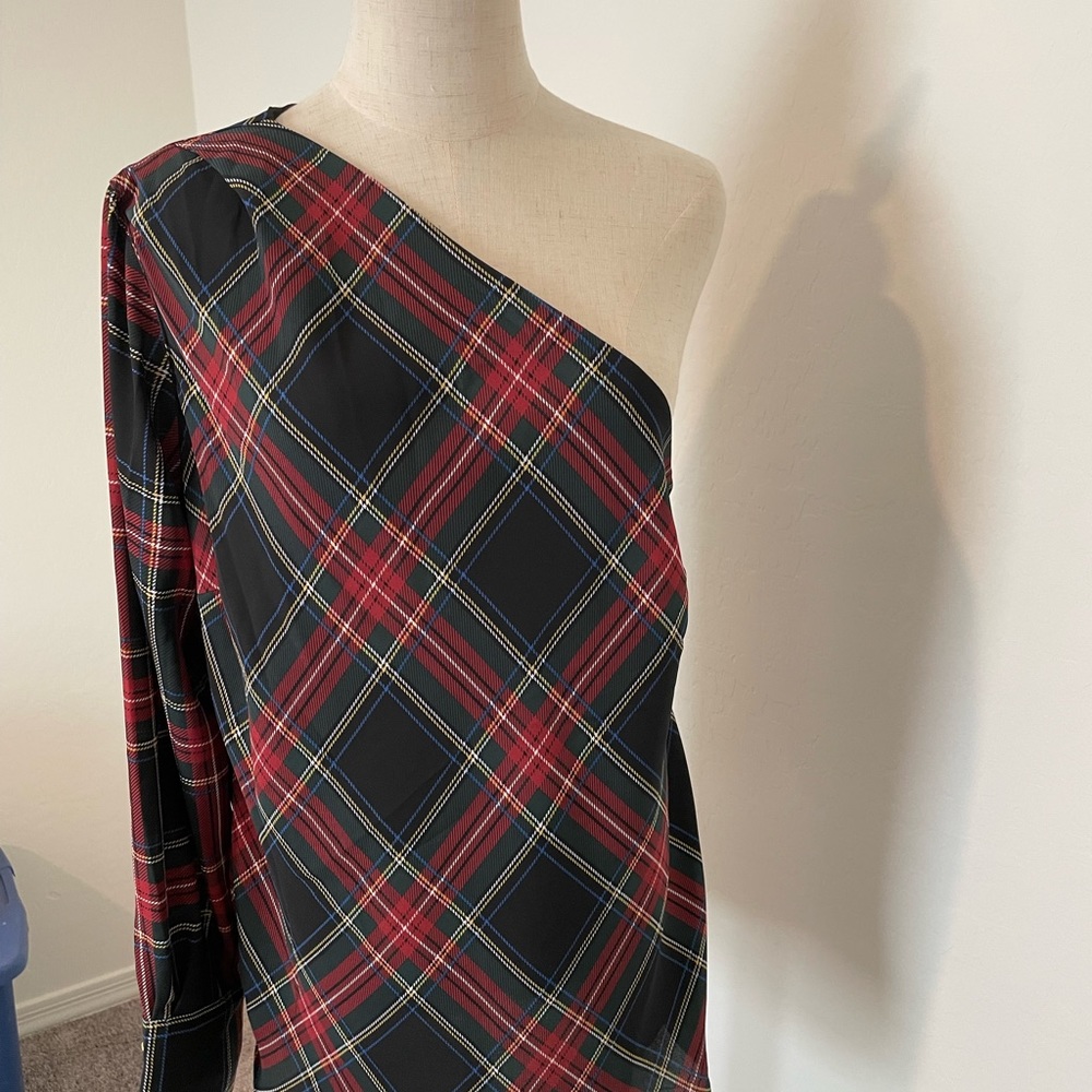 Women Lauren Ralph Lauren plaid long sleeve, off shoulder top